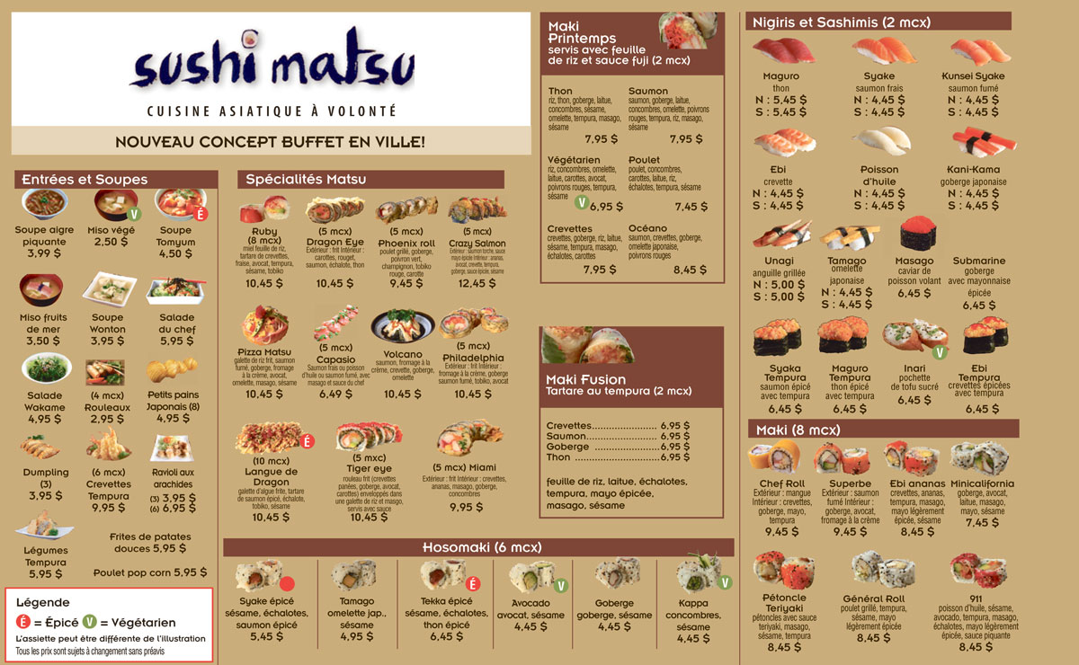 Menu Sushi Matsu 